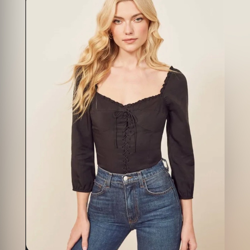 Reformation Black Prose Corset Bustier Top